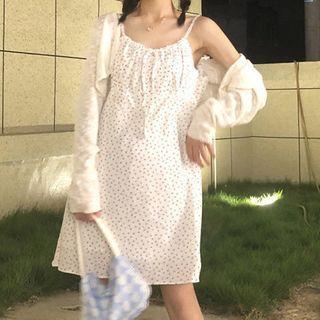 Floral Print Slipdress / Knit Cardigan