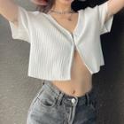 V-neck Ribbed Zip Up Top