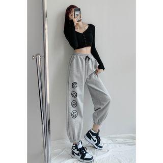 Faces-print Loose-fit Sweatpants