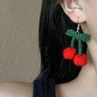 Cherry Sterling Silver Drop Earring 1 Pair - Red + Green - One Size
