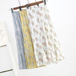 Floral Print Ruched Skirt