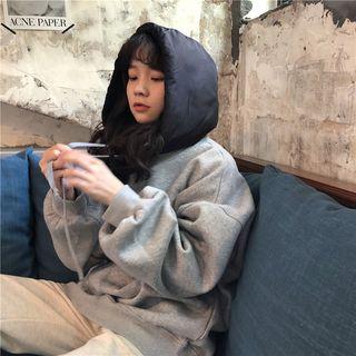 Two-tone Hoodie Black Hood - Gray - One Size