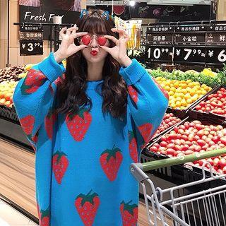 Strawberry Pattern Midi Sweater Dress