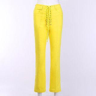 High Waist Lace Up Jeans