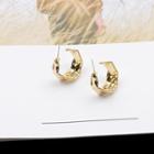 Irregular Open Hoop Earring 1 Pair - 925 Silver - Gold - One Size