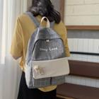 Letter Embroidered Plaid Lightweight Backpack