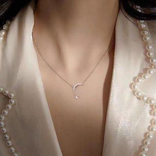 Moon Pendant Sterling Silver Choker 1pc - Silver - One Size