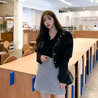 Stand-collar Cropped Military Jacket
