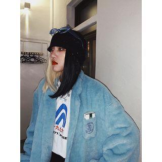 Logo Embroidered Furry Jacket