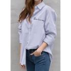 Wide-cuff Lettering Stripe Shirt