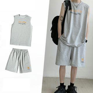 Letter Printed Tank Top + Letter Printed Sweatshorts