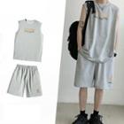 Letter Printed Tank Top + Letter Printed Sweatshorts