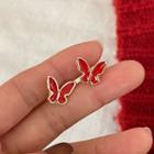 Butterfly Glaze Earring 1 Pair - Red - One Size