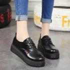 Lace-up Faux-leather Platform Shoes