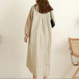 Stripe-back Long Sweatshirt Dress Black - One Size