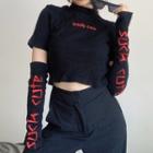 Set: Short-sleeve Lettering T-shirt + Sleeves