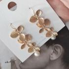 Faux Pearl Alloy Petal Dangle Earring