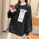 Long-sleeve Flight Ticket Embroidered T-shirt