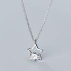 Rhinestone 925 Sterling Silver Star Pendant Necklace Rhinestone Star Pendant Necklace - One Size