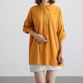 Long-sleeve Oversized Plain Top