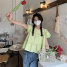 Short-sleeve Scalloped Edge Blouse