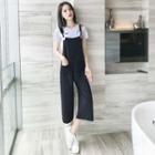 Set: Embroidered T-shirt + Wide-leg Jumper Pants