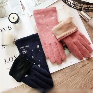 Embroidered Snowflake Touchscreen Gloves