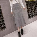 Plaid A-line Knit Midi Skirt