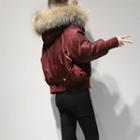 Embroidered Reversible Furry Hood Padded Jacket
