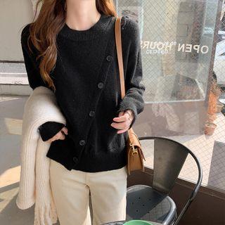 Round-neck Buttoned Knit Sweater