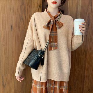 Plain Long-sleeve Sweater Camel - Sweater - One Size