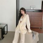Single-breasted Blazer / Drawstring-waist Straight-cut Pants
