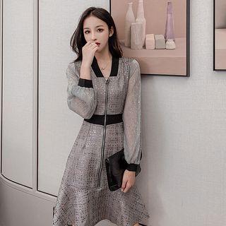 Zip Long-sleeve A-line Dress