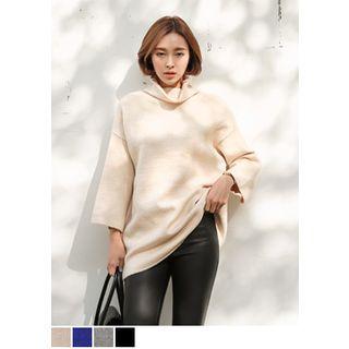 Cowl-neck Drop-shoulder Knit Top
