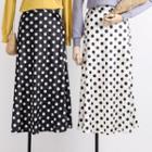 High-waist Dotted Velvet Midi Skirt