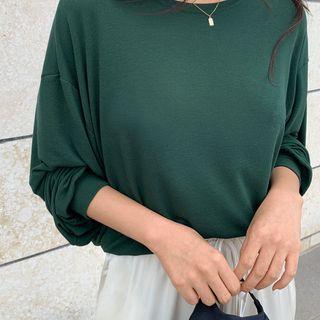 Round-neck Banded-waist Top