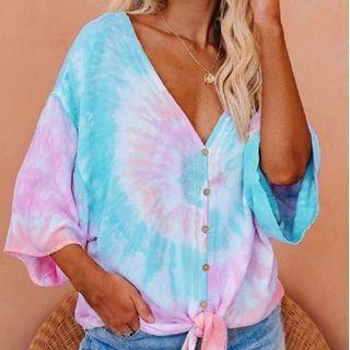Dye Print 3/4-sleeve T-shirt