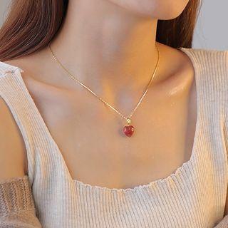 Heart Pendant Necklace Red & Gold - One Size