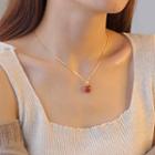 Heart Pendant Necklace Red & Gold - One Size