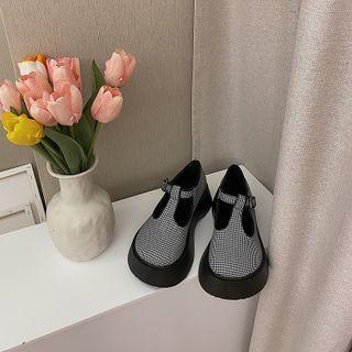 Houndstooth T-bar Platform Shoes