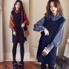 Set: Long-sleeve Shirt + Mini A-line Pinafore Dress