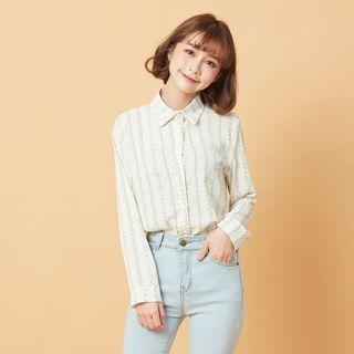 Leaf Print Shirt Almond - One Size