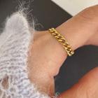 Flower Stainless Steel Chained Ring Gold - One Size