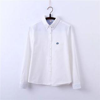 Whale Embroidered Long-sleeve Shirt