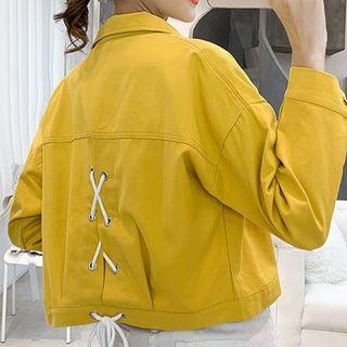 Long-sleeve Lace Up Back Cargo Jacket