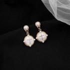 Faux Pearl Glaze Cross Dangle Earring E2736 - 1 Pair - White - One Size