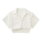 Short-sleeve Linen Crop Shirt