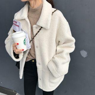 Button Fleece Jacket Off-white - One Size