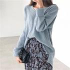 V-neck Wool Blend Rib Sweater