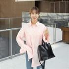 Frill-trim Wide-cuff Cotton Blouse